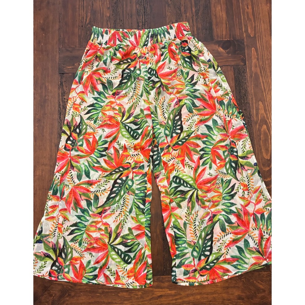 Sofia Vergara Palazzo Pants Tropical Side Slit Women's Size 2X Bright Vacation